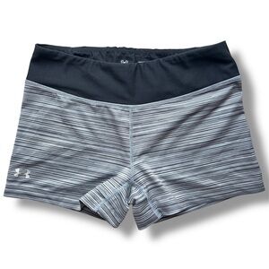 Under Armour Women's Striped 3” Athletic Running Shorts size S Fitted HeatGear